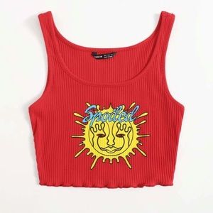 Graphic print Cropped Tank Top